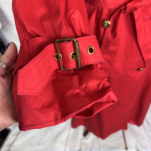 🍎|•LONDON FOG•| Candy Apple Red Vintage Trench Coat Size 8 - Picture 8 of 14